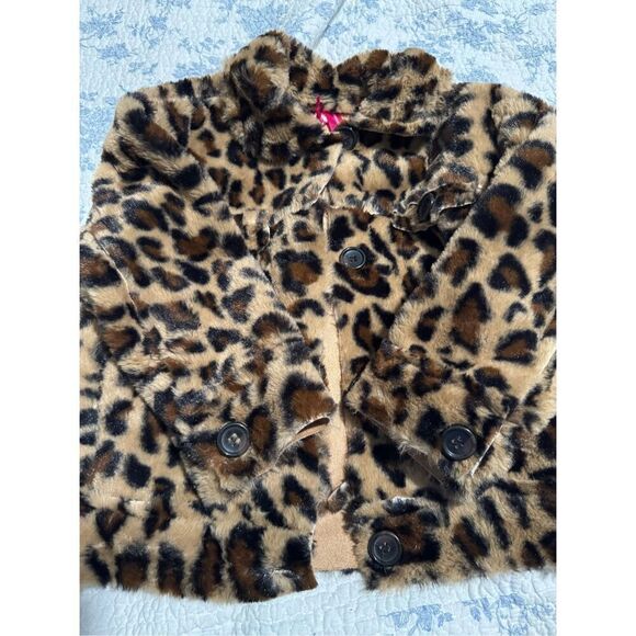 Leapard print sweater coat kids 4/5 button front soft jacket - Picture 7 of 7